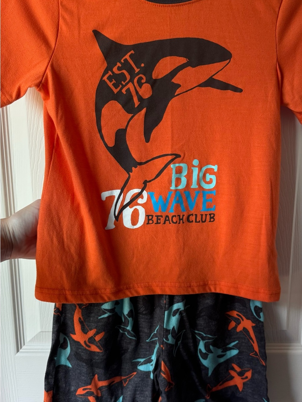 Carter's Orange Shark 'Big Wave' Tee & Shorts Pajama Set